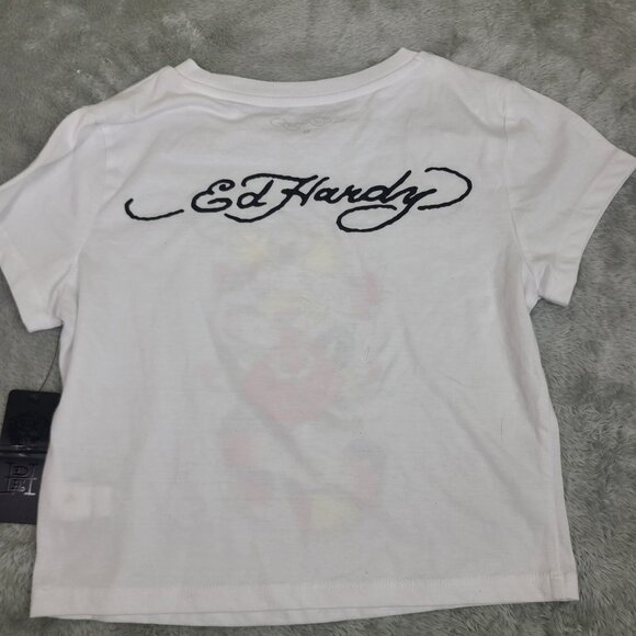 Ed Hardy T Shirt Kids Size Medium True to My Love Front Logo White - Picture 4 of 6